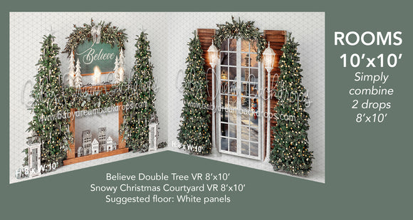 Believe Double Tree and Snowy Christmas Courtyard