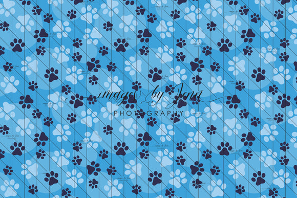 Blue Pup Prints with Spots (JG)