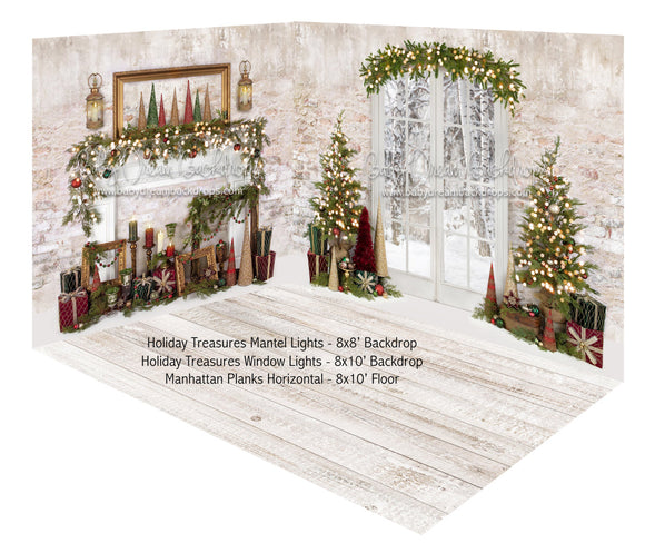 Holiday Treasures Mantel Lights and Holiday Treasures Window Lights Fabric Room