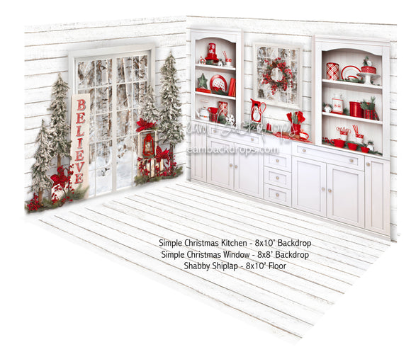 Simple Christmas Kitchen and Simple Christmas Window Fabric Room