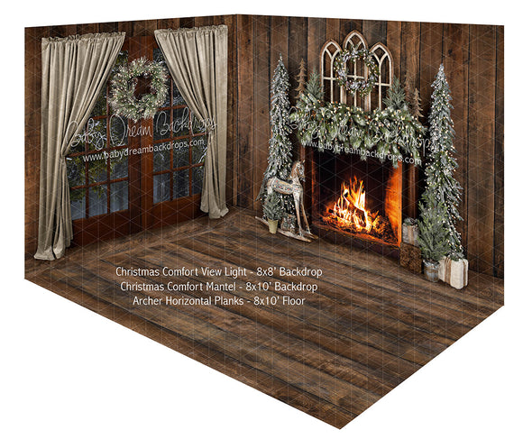Christmas Comfort View Light and Mantel Fabric Room