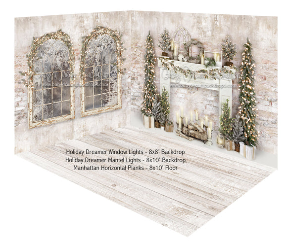 Holiday Dreamer Lights Windows and Mantel Fabric Room