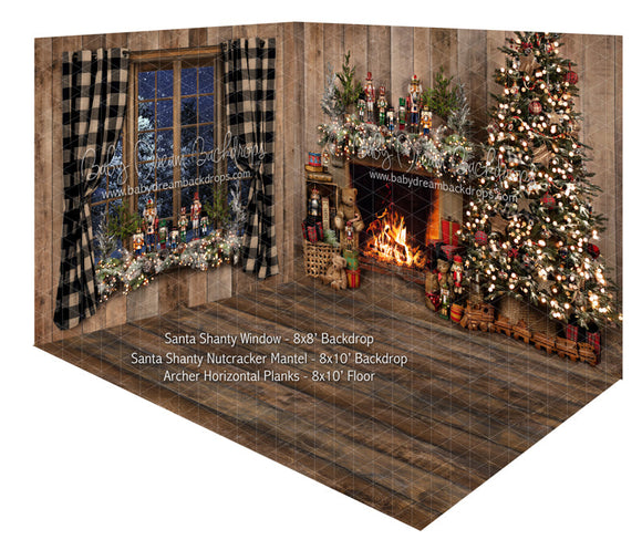 Santa Shanty Window and Santa Shanty Nutcracker Mantel Fabric Room