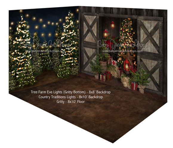 Tree Farm Eve Lights (Gritty) and Country Traditions Lights Fabric Room