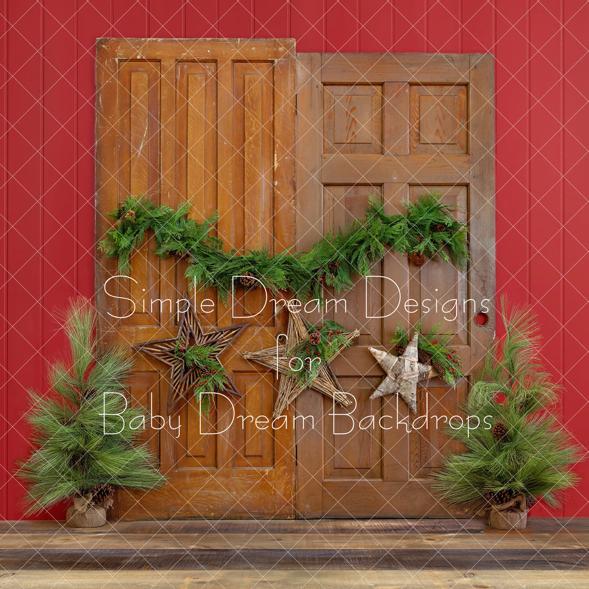 X Drop christmas stary tree doors Baby Dream Backdrops