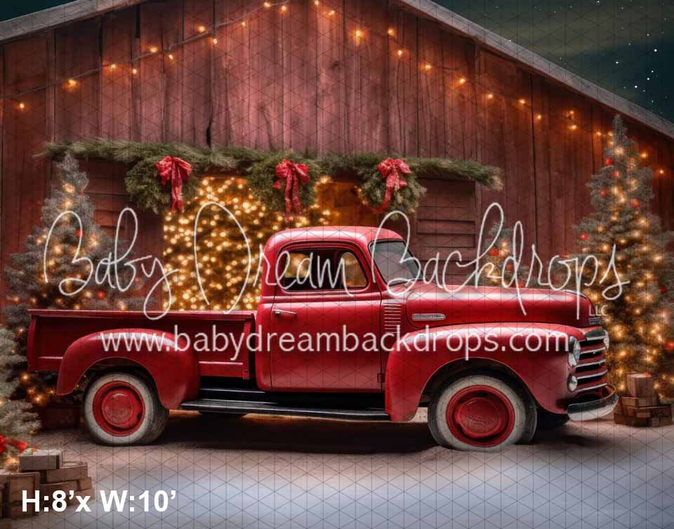 Red Christmas Truck and Barn (KS) Baby Dream Backdrops