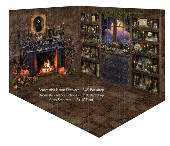 Broomstick Manor Fireplace and Broomstick Manor Potions