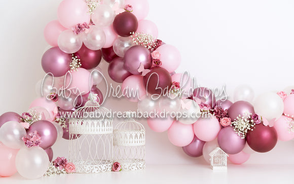 Pink Pearled Balloon Garden with Cages