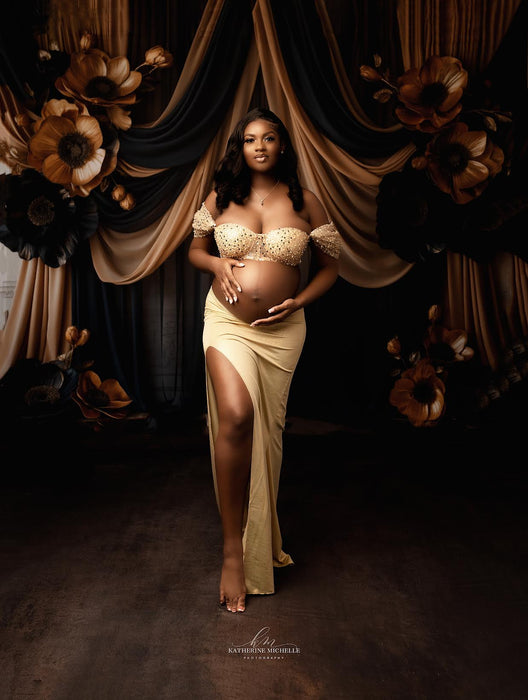 Navy Cascade of Golden Petals (BD)