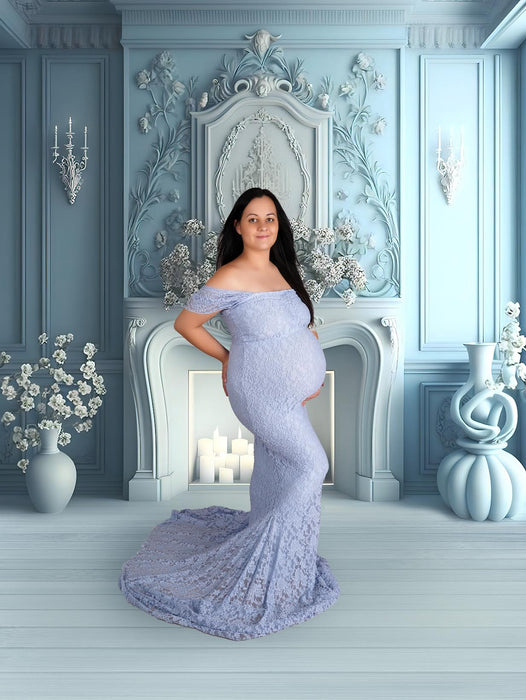 Light Blue Elegant Fireplace Digital Download