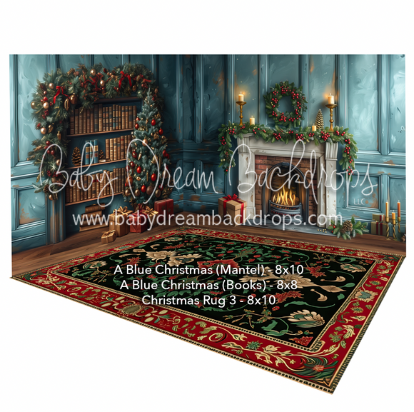 Room A Blue Christmas (Mantel) + Room A Blue Christmas (Books) + Christmas Rug 3