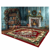 Fabric Room A Blue Christmas (Mantel) + Fabric Room A Blue Christmas (Books) + Christmas Rug (Red)