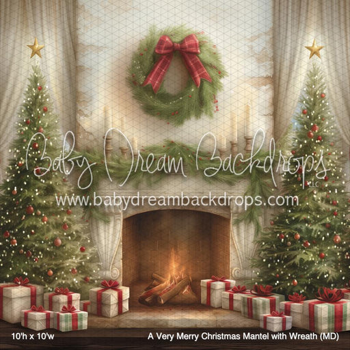A Very Merry Christmas Mantel with Wreath (MD)