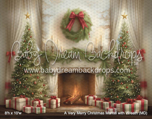 A Very Merry Christmas Mantel with Wreath (MD)