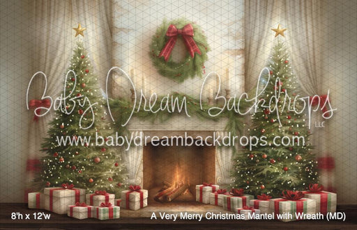 A Very Merry Christmas Mantel with Wreath (MD)