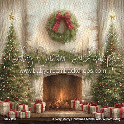 A Very Merry Christmas Mantel with Wreath (MD)