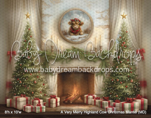 A Very Merry Highland Cow Christmas Mantel (MD)