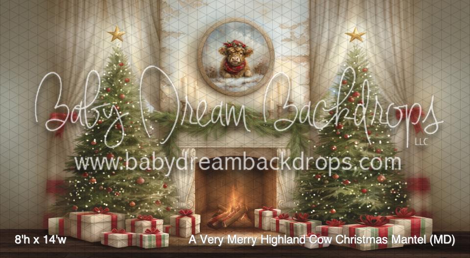 A Very Merry Highland Cow Christmas Mantel (MD)