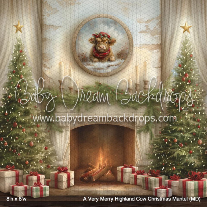 A Very Merry Highland Cow Christmas Mantel (MD)