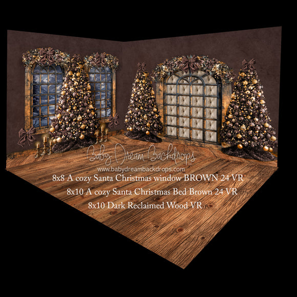 A cozy Santa Christmas window BROWN 24 and A Cozy Santa Christmas Bed BROWN 24 Fabric Room