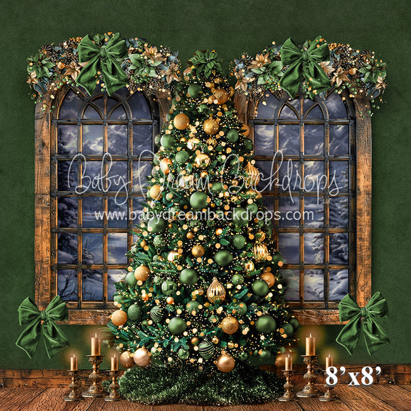 X Drop A cozy Santa Christmas window GREEN 24 (VR)
