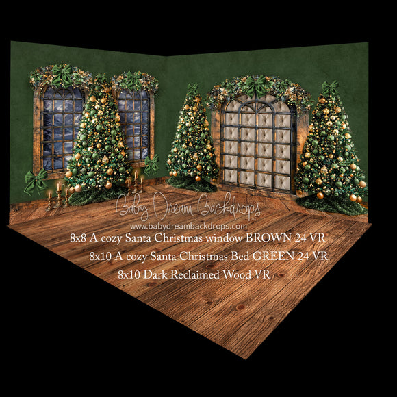 A cozy Santa Christmas window GREEN 24 andA cozy Santa Christmas Bed GREEN 24 Room