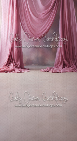 X Drop Art Drapes Carnation Pink Left Sweep (MD)