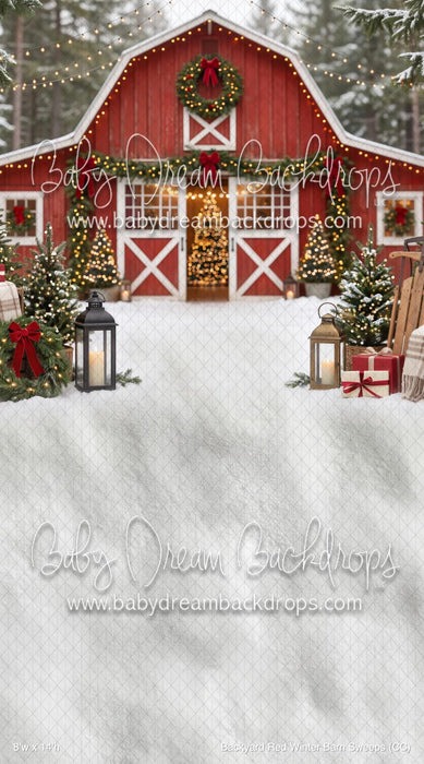 Backyard Red Winter Barn Sweeps (CC)