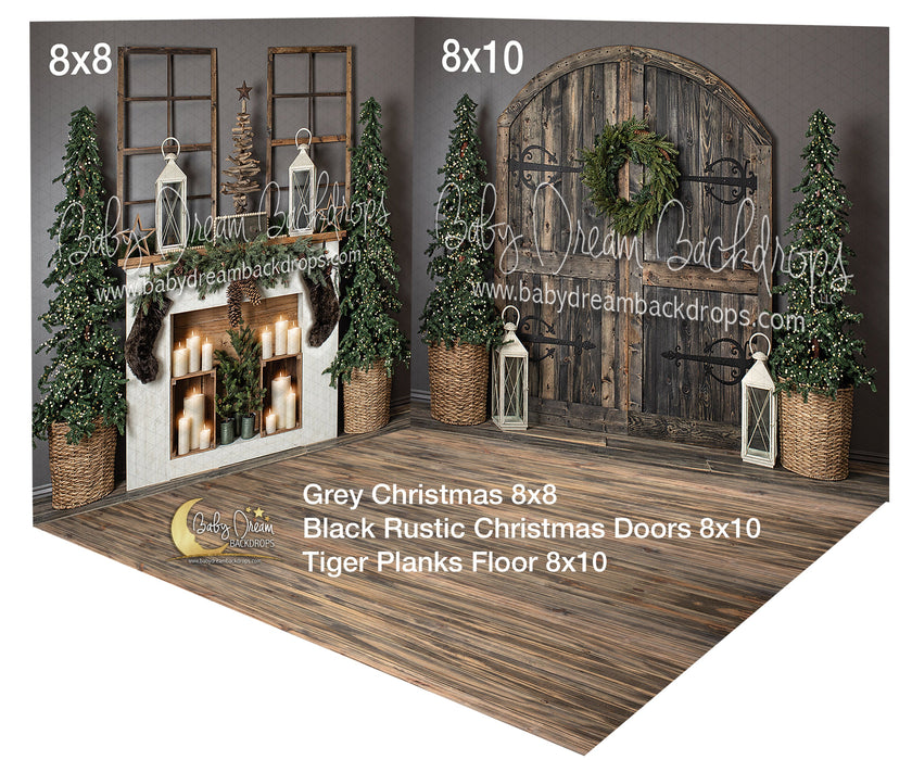 Black Rustic Grey Christmas Fabric Room