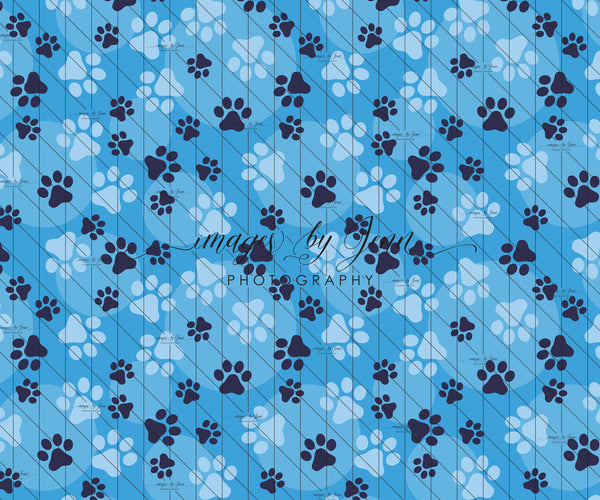 Blue Pup Prints with Spots (JG)