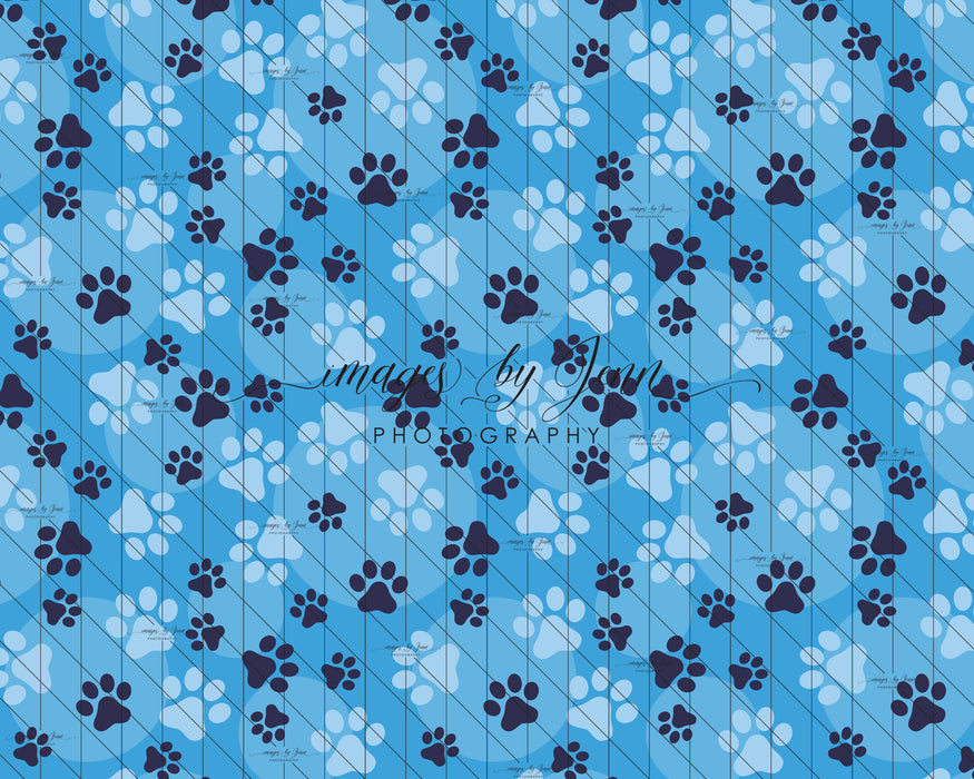 Blue Pup Prints with Spots (JG)