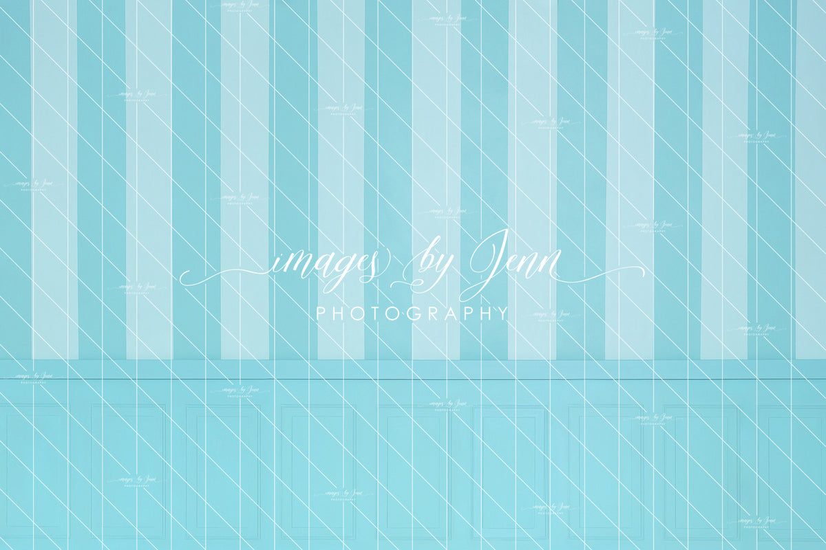 Blue Raspberry Stripe Half Wall (JG) — Baby Dream Backdrops