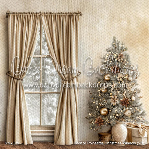 Bronze Poinsettia Christmas Window (VR)