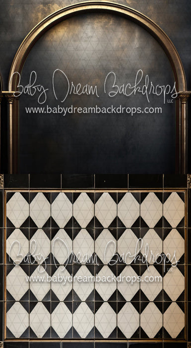 Bronze and Black Arch Wall 4, Black and Gold Old World Tile Sweep (MD)