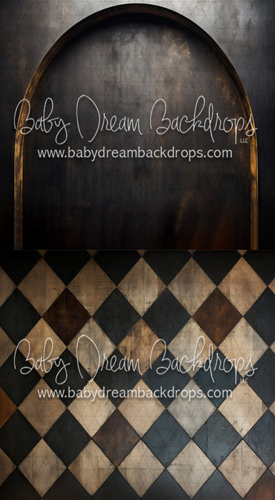 Bronze and Black Arch Wall 5, Old World Diamond Check Sweep (MD)