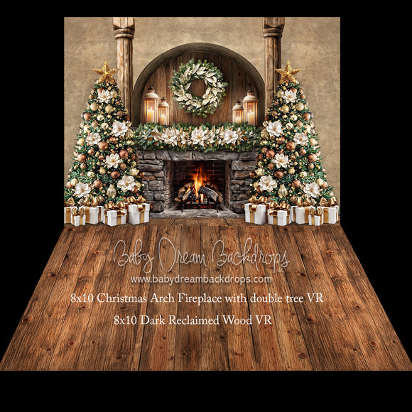 Christmas Arch Fireplace with Double Tree Fabric Bundle