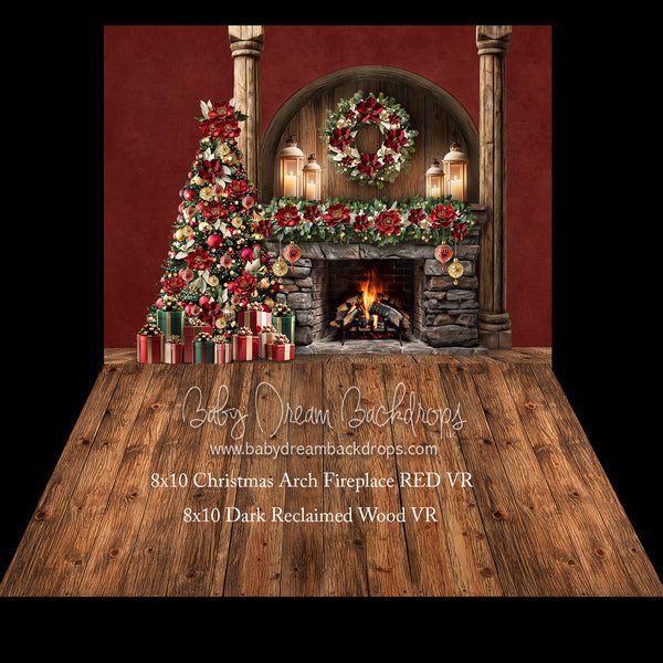 Christmas Arch Fireplace with Red Wall Bundle