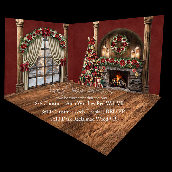 Christmas Arch Window RED and Christmas Arch Fireplace RED Room