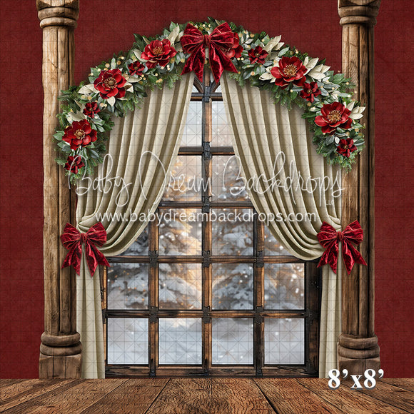 X Drop Christmas Arch Window Red Wall (VR)