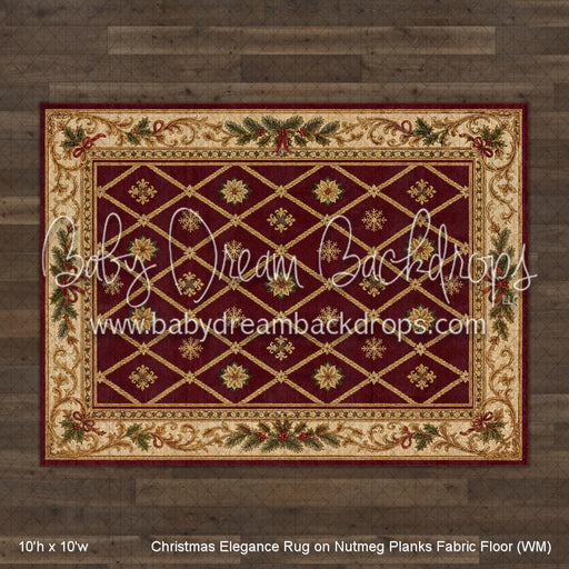 Christmas Elegance Rug on Nutmeg Planks Fabric Floor (WM)
