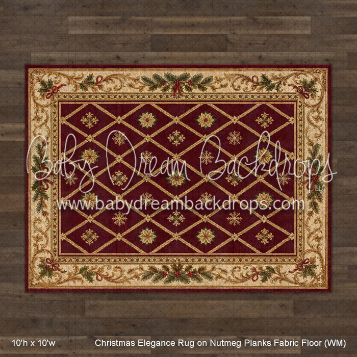Christmas Elegance Rug on Nutmeg Planks Fabric Floor (WM)