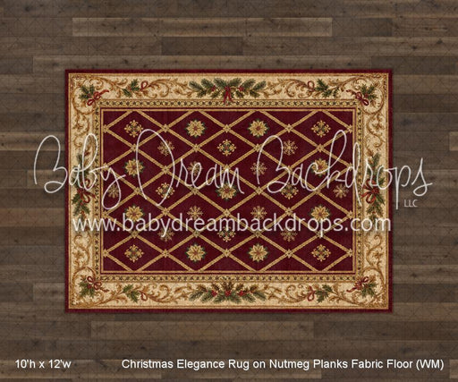 Christmas Elegance Rug on Nutmeg Planks Fabric Floor (WM)