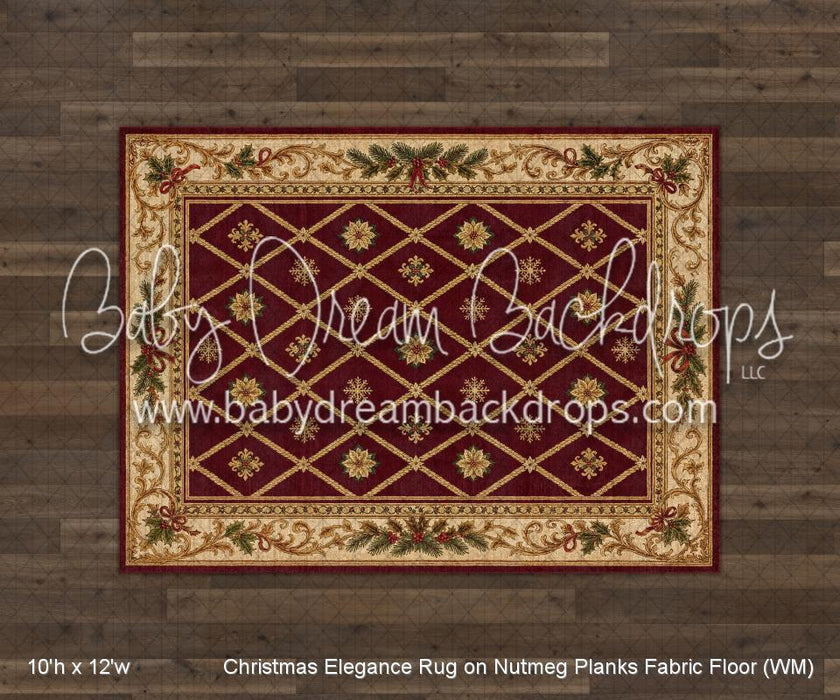 Christmas Elegance Rug on Nutmeg Planks Fabric Floor (WM)