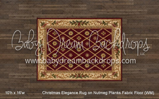 Christmas Elegance Rug on Nutmeg Planks Fabric Floor (WM)