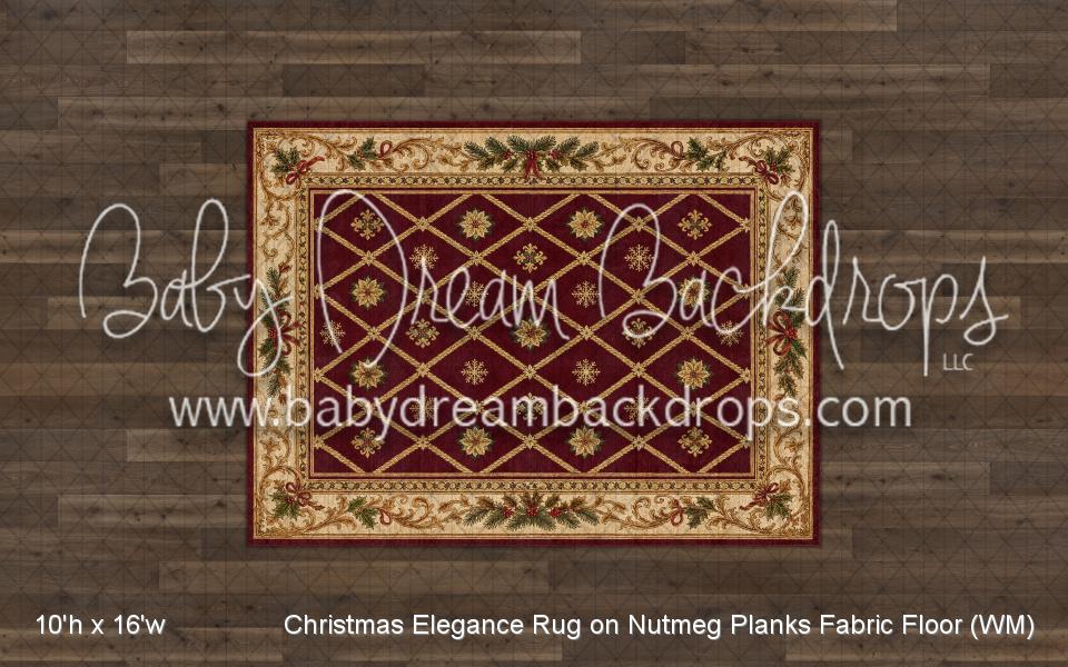 Christmas Elegance Rug on Nutmeg Planks Fabric Floor (WM)