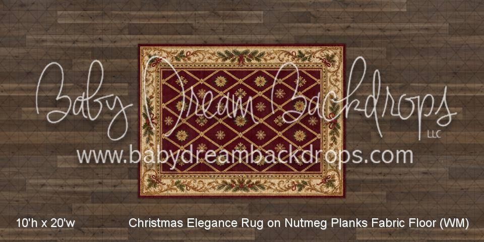 Christmas Elegance Rug on Nutmeg Planks Fabric Floor (WM)
