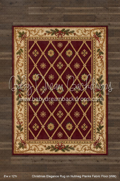 Christmas Elegance Rug on Nutmeg Planks Fabric Floor (WM)