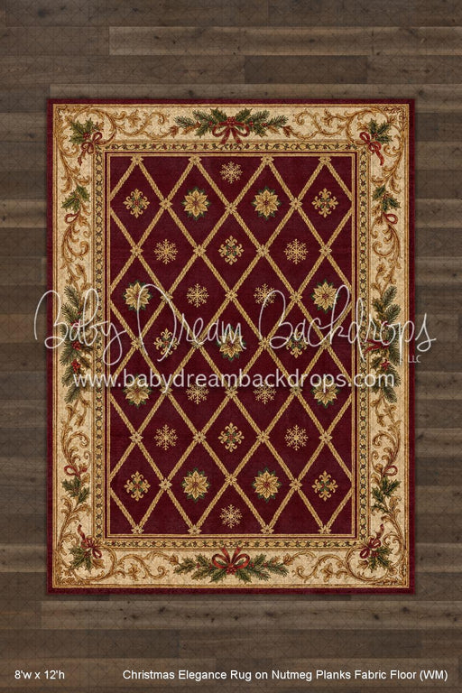Christmas Elegance Rug on Nutmeg Planks Fabric Floor (WM)