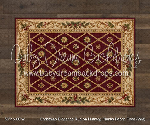 Christmas Elegance Rug on Nutmeg Planks Fabric Floor (WM)