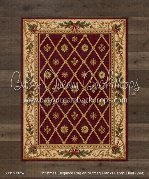 Christmas Elegance Rug on Nutmeg Planks Fabric Floor (WM)